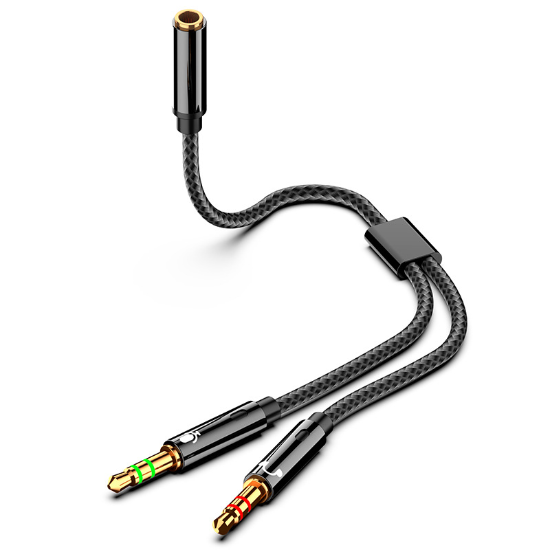 3.5mm Jack Microphone Headset Audio Splitter Cable Female to 2 Male Headphone Mic Aux Extension Cables for Phone Computer