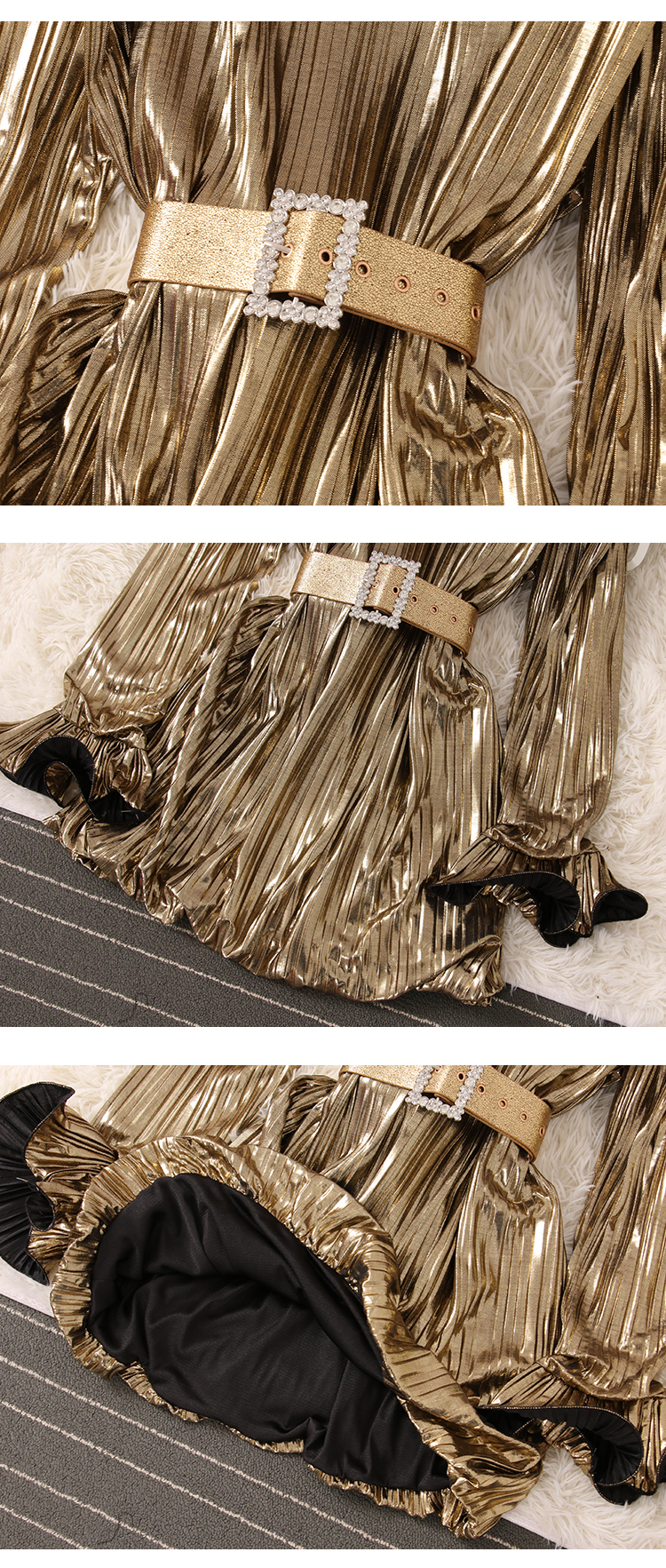 Elegant Party Dress Women Ruffles Pleated Dresses Clothes Fashion Tunic Mini Woman Dress Long Sleeve Vestidos Robe 2024