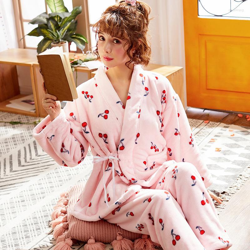 Women's Sleepwear Women Autumn And Winter Thick Coral Fleece Pajamas Bathrobe Ladies Long Sleeve Trousers Flannel Cute Pajama Sets Womens, Pink 
Women's Sleepwear Women Autumn And Winter Thick Coral Fleece Pajamas Bathrobe Ladies Long Sleeve Trousers Flannel Cute Pajama Sets Womens, Pink