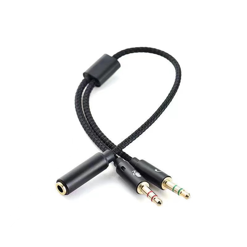 3.5mm Jack Microphone Headset Audio Splitter Cable Female to 2 Male Headphone Mic Aux Extension Cables for Phone Computer