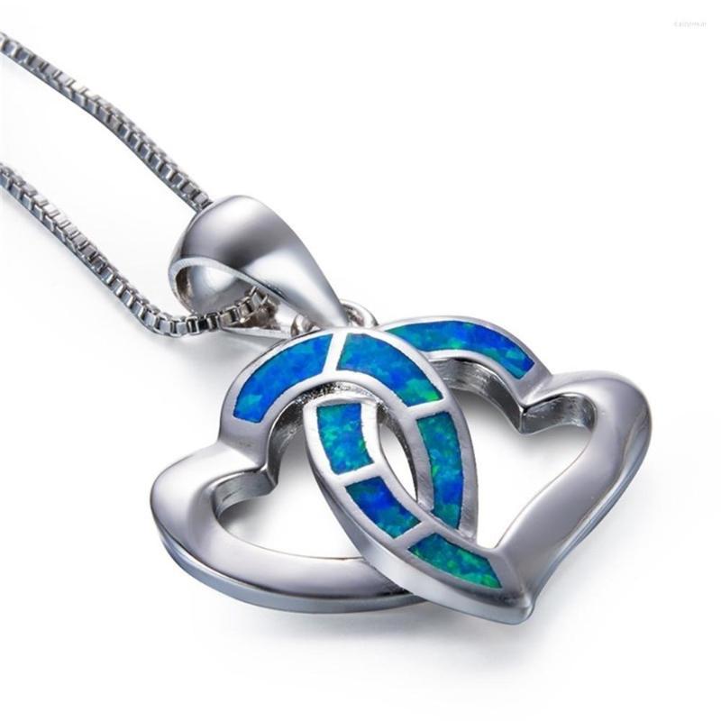 Pendant Necklaces Fashion Double Heart Charms Necklace Women Blue Opal Choker For Love Girl Boho Chain Jewelry Mother's Day Gift
Pendant Necklaces Fashion Double Heart Charms Necklace Women Blue Opal Choker For Love Girl Boho Chain Jewelry Mother's Day Gift