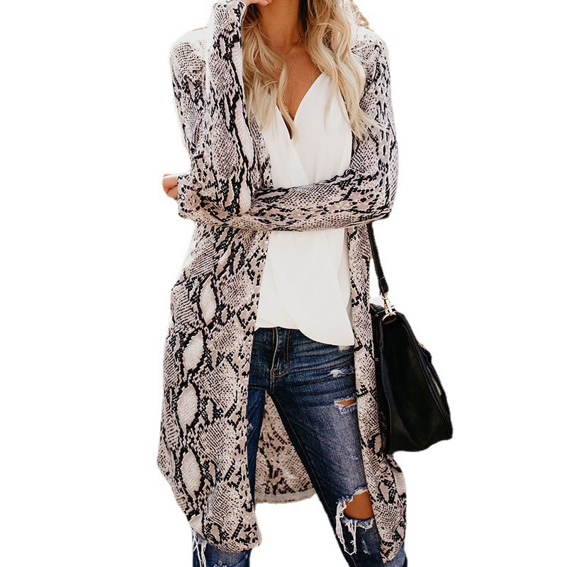 Fashion Polyester Loose Women' Outerwear & Coats Camouflage Leopard Snake Skin Pattern Print Long-Sleeved Cardigan Mid-Length Smock Cover Up Jacket
Fashion Polyester Loose Women' Outerwear & Coats Camouflage Leopard Snake Skin Pattern Print Long-Sleeved Cardigan Mid-Length Smock Cover Up Jacket