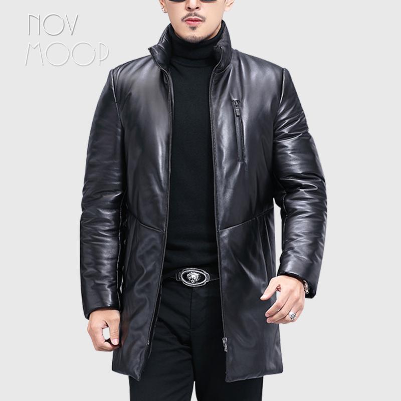 Men's Leather Novmoop Genuine Winter Down Coat French Chic Neat Cutting Casual Smart Style Warm LT3378, Black
Men's Leather Novmoop Genuine Winter Down Coat French Chic Neat Cutting Casual Smart Style Warm LT3378, Black