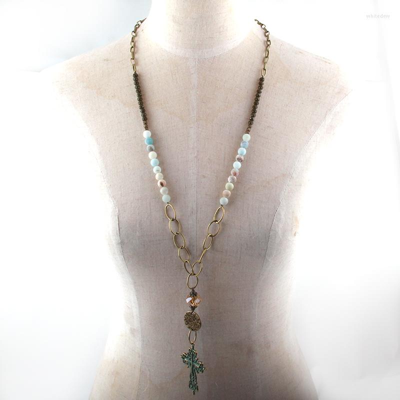 Chains MOODPC Fashion Jewelry Natural Stone/Chain Metal Cross Pendant Necklaces For Women Ethnic Necklace
Chains MOODPC Fashion Jewelry Natural Stone/Chain Metal Cross Pendant Necklaces For Women Ethnic Necklace