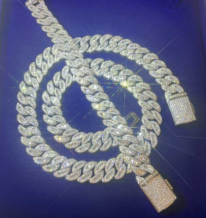 Designer Jewelry Hotsale RTS luxury customized S925 silver cuban chain 15mm baguette moissanite diamond hip hop cuban link necklace bracelet
Designer Jewelry Hotsale RTS luxury customized S925 silver cuban chain 15mm baguette moissanite diamond hip hop cuban link necklace bracelet