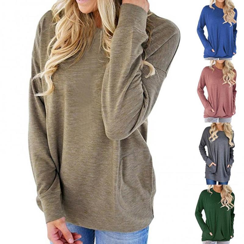 Women' T Shirts Women Solid Color Long Sleeve Loose Blouse Pockets Tunic Tops For Autumn Winter Casual Female Pullover Top, Khaki
Women' T Shirts Women Solid Color Long Sleeve Loose Blouse Pockets Tunic Tops For Autumn Winter Casual Female Pullover Top, Khaki