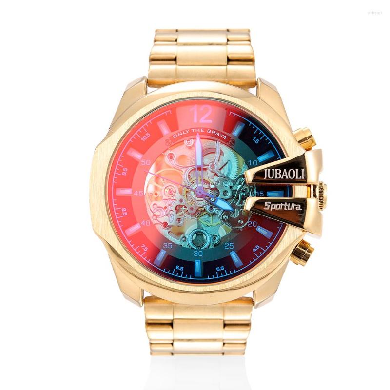 Wristwatches Brand Skeleton Watches Men Mechanical Automatic Tourbillon Sport Clock Golden Steel Strip Business Wrist Watch Relojes Hombre, 13
Wristwatches Brand Skeleton Watches Men Mechanical Automatic Tourbillon Sport Clock Golden Steel Strip Business Wrist Watch Relojes Hombre, 13