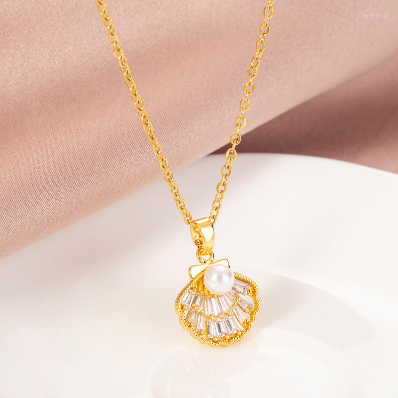 Pendant Necklaces Korean Fashion Crystal Pearl Shell Women Necklace Sweet Sexy Gold Color Stainless Steel Ladies Clavicle Chain Jewelry
Pendant Necklaces Korean Fashion Crystal Pearl Shell Women Necklace Sweet Sexy Gold Color Stainless Steel Ladies Clavicle Chain Jewelry