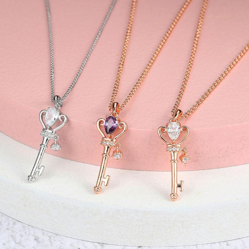 Pendant Necklaces For Women Light Luxury Princess Style Purple Crystal Key Rose Gold Lover's Gift Fashion Jewelry N016Pendant
Pendant Necklaces For Women Light Luxury Princess Style Purple Crystal Key Rose Gold Lover's Gift Fashion Jewelry N016Pendant