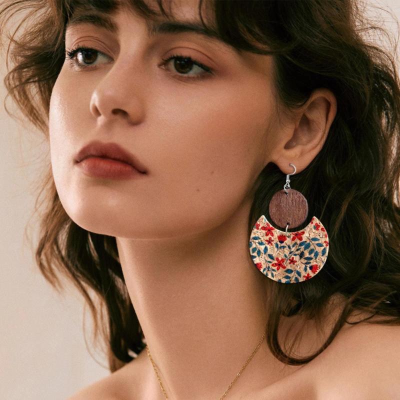 Hoop Earrings Cork Printed Leather Round Geometric Splicing Wood Fashion Ear Accessories Gift
Hoop Earrings Cork Printed Leather Round Geometric Splicing Wood Fashion Ear Accessories Gift