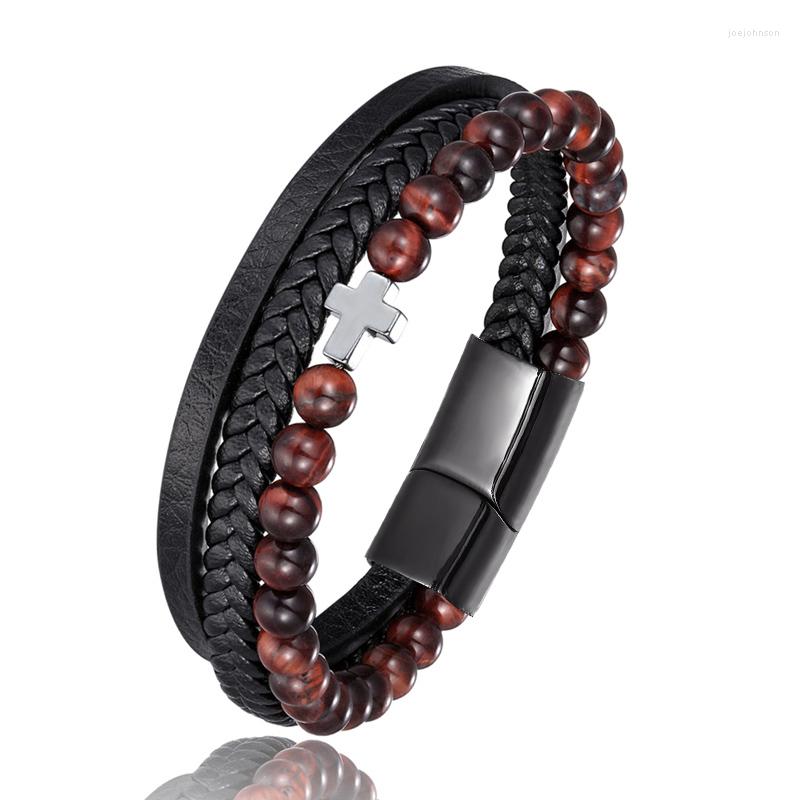 Charm Bracelets Stainless Steel Leather Bracelet 6MM Natural Tiger Eye Stone Beads Fashion Wrist Band Hematite Cross
Charm Bracelets Stainless Steel Leather Bracelet 6MM Natural Tiger Eye Stone Beads Fashion Wrist Band Hematite Cross