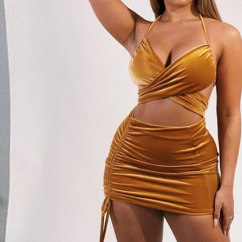 Work Dresses BKLD Spring And Summer Halter Bandage High Waist Drawstring Mini Skirts Two Piece Sexy Dress Sets Club Outfits For Women, Yellow
Work Dresses BKLD Spring And Summer Halter Bandage High Waist Drawstring Mini Skirts Two Piece Sexy Dress Sets Club Outfits For Women, Yellow