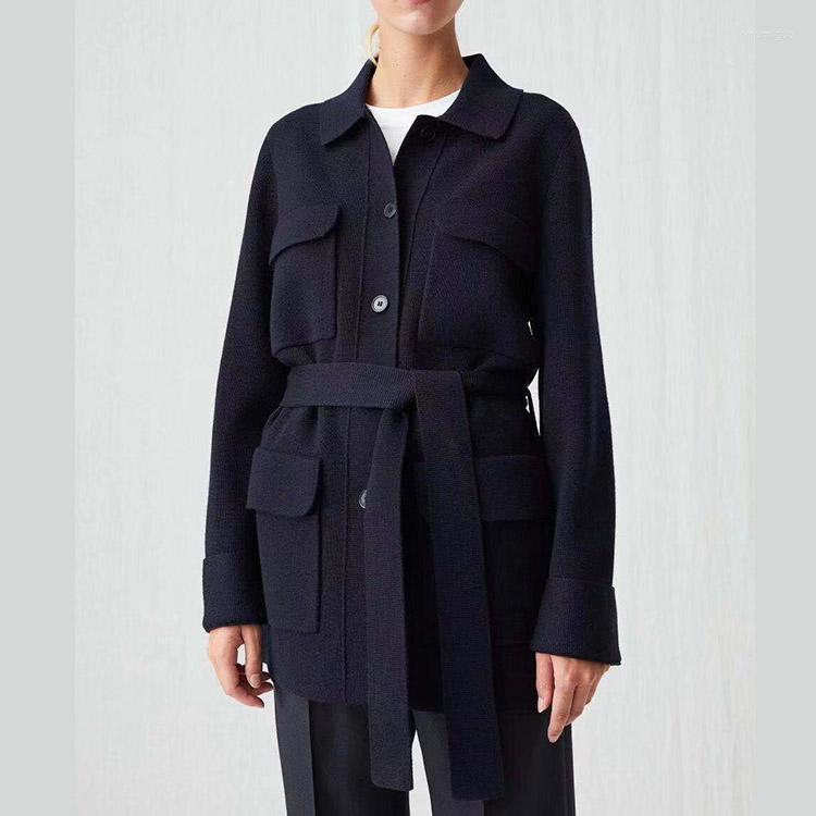 Women' Jackets 70% Wool Knit Accent High-end Designer Nordic Niche Handsome Lapel Slim Coat Female Single-breasted Lace-up Knitted F796, Navy
Women' Jackets 70% Wool Knit Accent High-end Designer Nordic Niche Handsome Lapel Slim Coat Female Single-breasted Lace-up Knitted F796, Navy