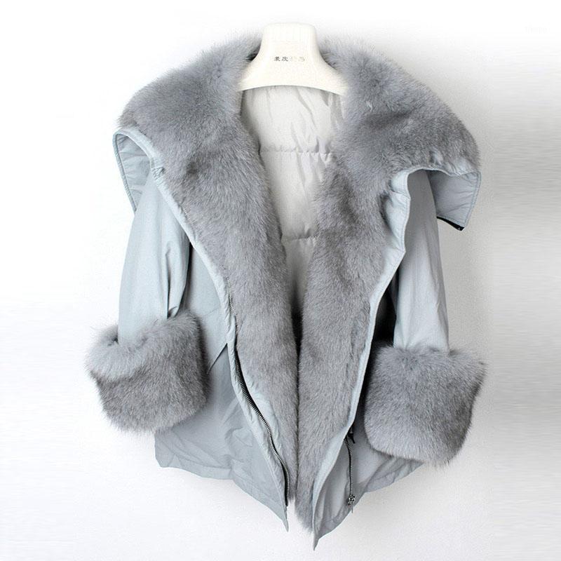 Women's Fur & Faux 2023 Real Coat Women Big Natural Collar Long Parka Streetwear White Duck Down Jacket Korea Fashion Winter1