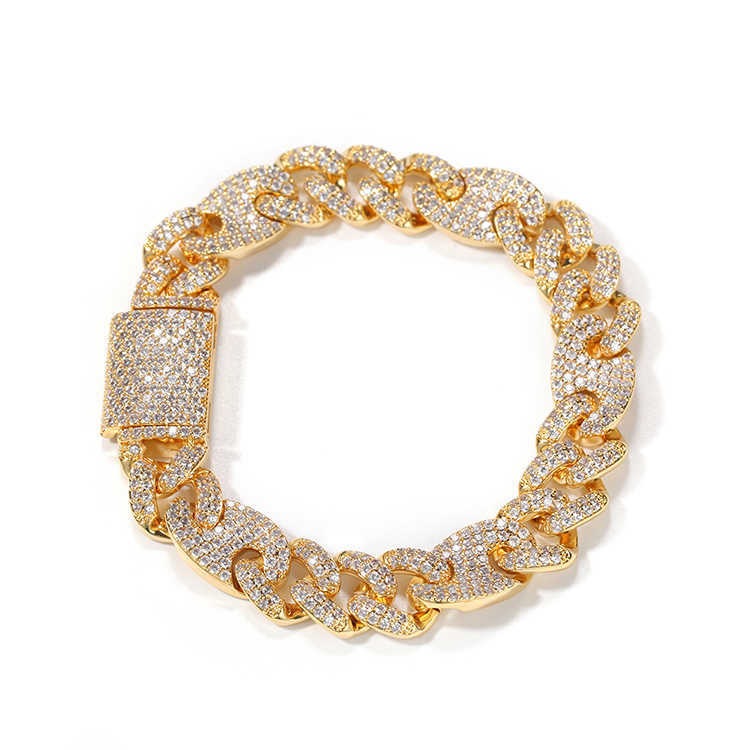 bracelet necklace mossanite Designer Jewelry Fashion Design 925 Silver 14mm Wide diamond iced out 2 tone color Cuban link Bracelet for Hiphop Jewelry