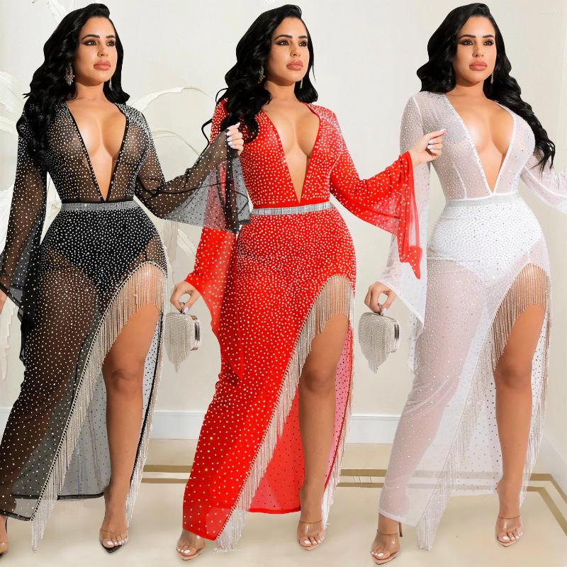 Casual Dresses 2023 Design Sneaky Fashion Sexy Nightclub Rhinestone Deep V Wide Sleeve Irregular Slit Tassel Dress Long, X5597-white
Casual Dresses 2023 Design Sneaky Fashion Sexy Nightclub Rhinestone Deep V Wide Sleeve Irregular Slit Tassel Dress Long, X5597-white