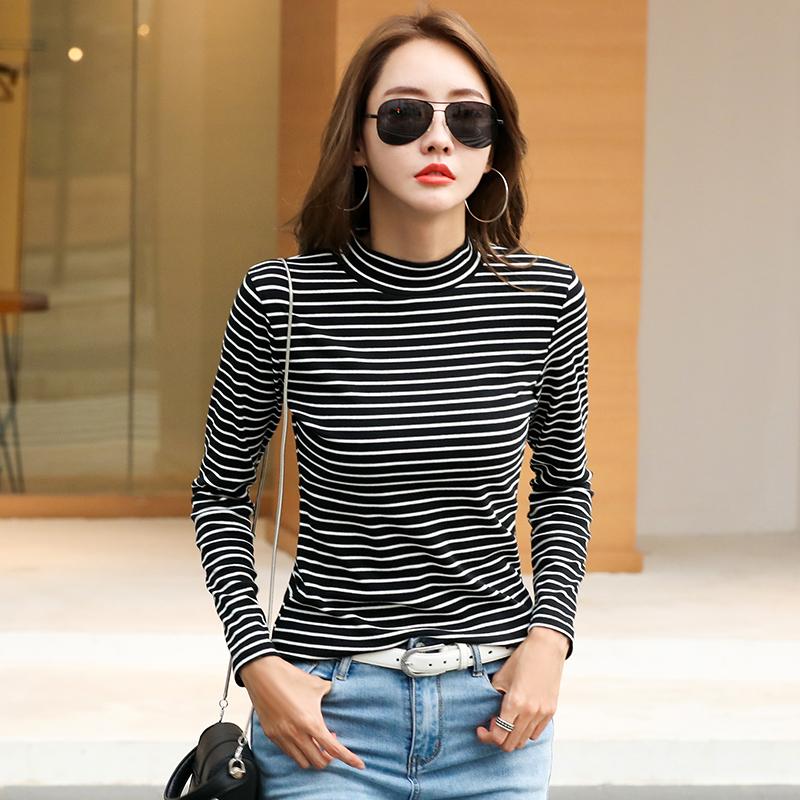 Women' T Shirts Tshirt Women Turtleneck White Black Striped Skinny Cotton Korean Style Casual Tshirts Long Sleeve Tops Tee Shirt
Women' T Shirts Tshirt Women Turtleneck White Black Striped Skinny Cotton Korean Style Casual Tshirts Long Sleeve Tops Tee Shirt