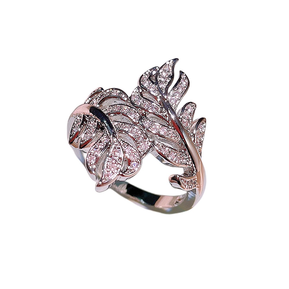 Leaf Wedding Band: Sier CZ Dia Eternity Ring