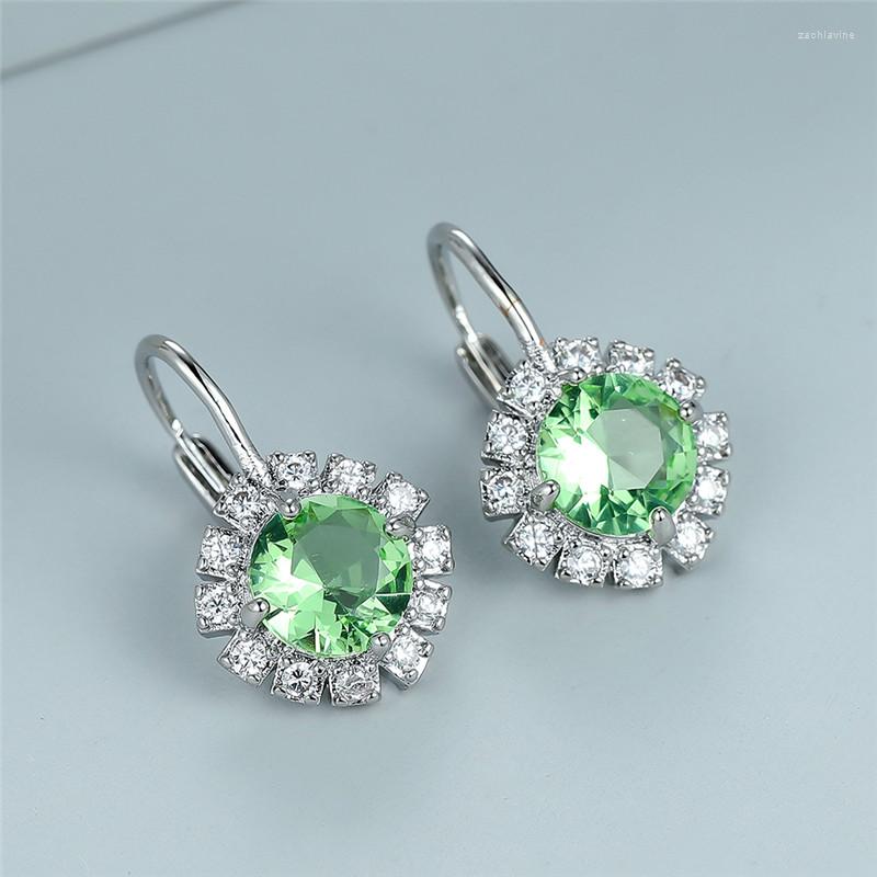 Hoop Earrings Simple Fashion Light Green Zircon Luxury Crystal Round Stone Boho Silver Color Wedding For Women
Hoop Earrings Simple Fashion Light Green Zircon Luxury Crystal Round Stone Boho Silver Color Wedding For Women