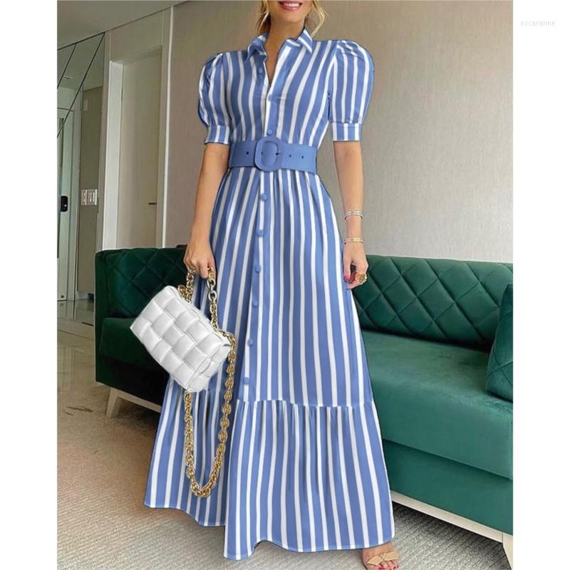 Ethnic Clothing Striped Elegant Party African Dresses For Women Puff Sleeves White Shirt Maxi Dress Robes Summer With Belt
Ethnic Clothing Striped Elegant Party African Dresses For Women Puff Sleeves White Shirt Maxi Dress Robes Summer With Belt
