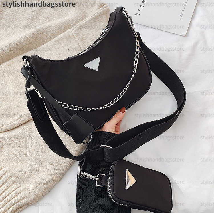 Fashion Chain Crossbody Bags Casual Wide Strap Nylon Shoulder Messenger Lady Designer Women Bag 2023 Hobos Phone Purse Q1206