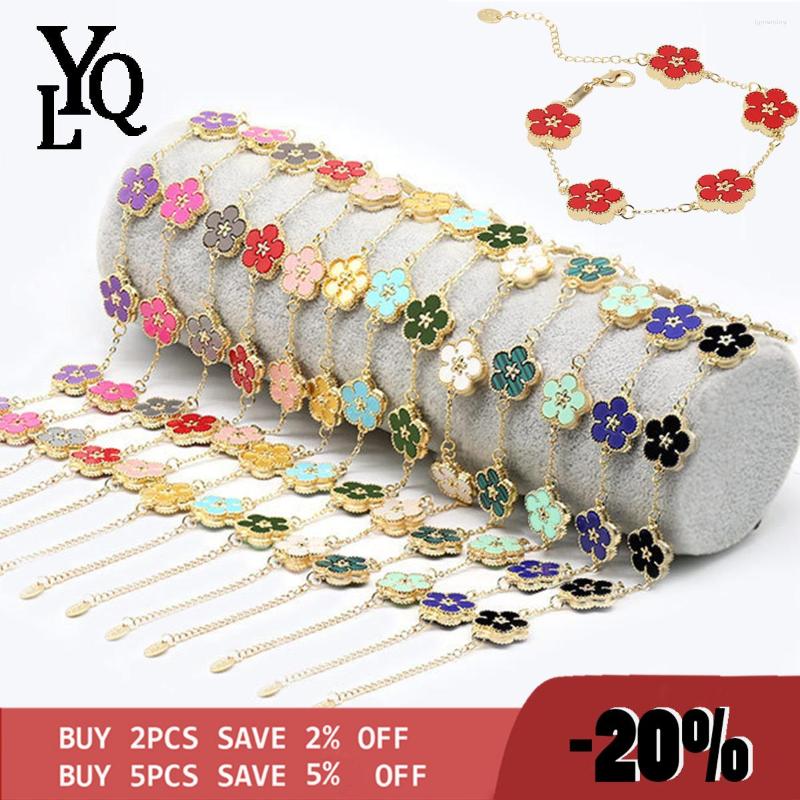 Charm Bracelets Flower Pattern Design Women's Fashion Bracelet Double Sided Color Shell Metal Chain Charming Women
Charm Bracelets Flower Pattern Design Women's Fashion Bracelet Double Sided Color Shell Metal Chain Charming Women