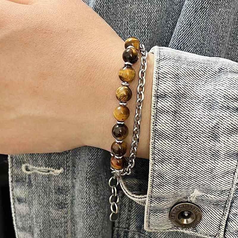 Strand 2023 European Fadeless Stainless Steel Stone Bracelet Men Natural Tiger Eye Beaded For Jewelry Pulsera Hombre
Strand 2023 European Fadeless Stainless Steel Stone Bracelet Men Natural Tiger Eye Beaded For Jewelry Pulsera Hombre