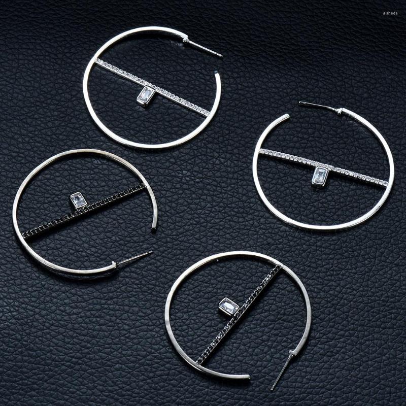 Hoop Earrings HIBRIDE Exquisite Wedding Design Zirconia Round Shape Jewelry Cubic Zironia Brincos For Women Bijoux Femme E-890