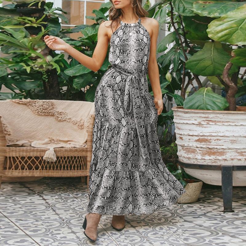 Casual Dresses Summer Dress For Women Halter Off Shoulder Fashion Snakeskin Printed Boho Maxi Sexy Sleeveless Lace Up Beach Sundress D30, Gray
Casual Dresses Summer Dress For Women Halter Off Shoulder Fashion Snakeskin Printed Boho Maxi Sexy Sleeveless Lace Up Beach Sundress D30, Gray