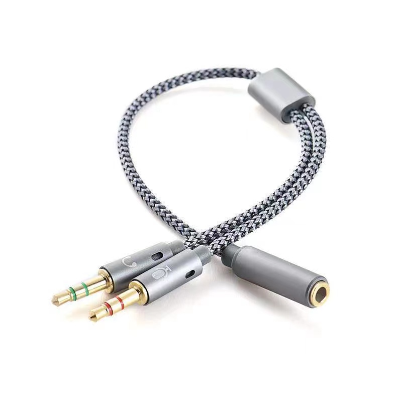 3.5mm Jack Microphone Headset Audio Splitter Cable Female to 2 Male Headphone Mic Aux Extension Cables for Phone Computer