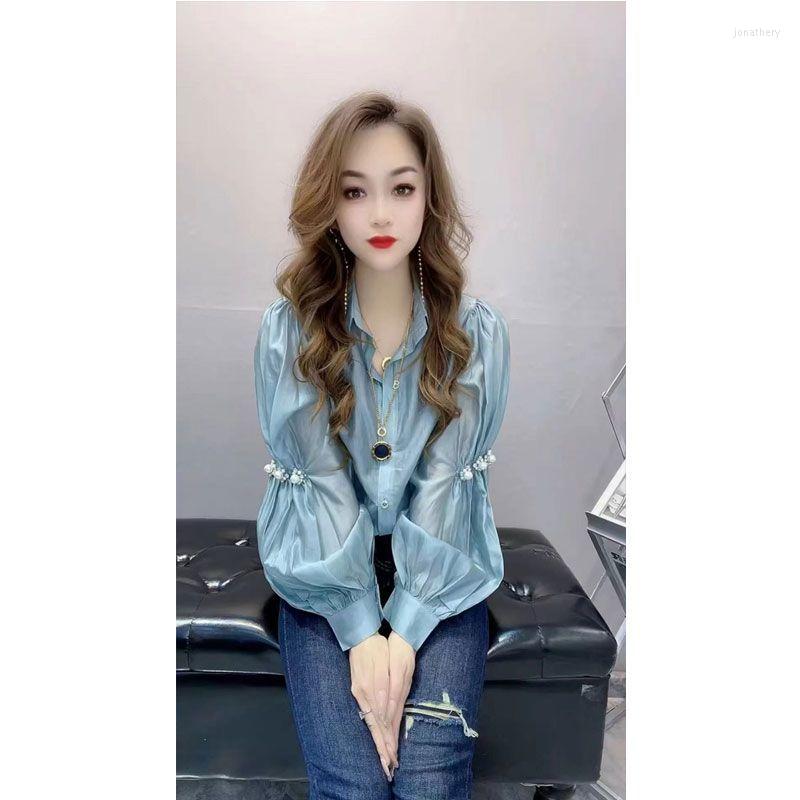 Women's Blouses Heavy Industry Lantern Sleeves Colorful Blouse Europe Station Spring And Autumn 2023 Long Fashionable Female, Blue
Women's Blouses Heavy Industry Lantern Sleeves Colorful Blouse Europe Station Spring And Autumn 2023 Long Fashionable Female, Blue