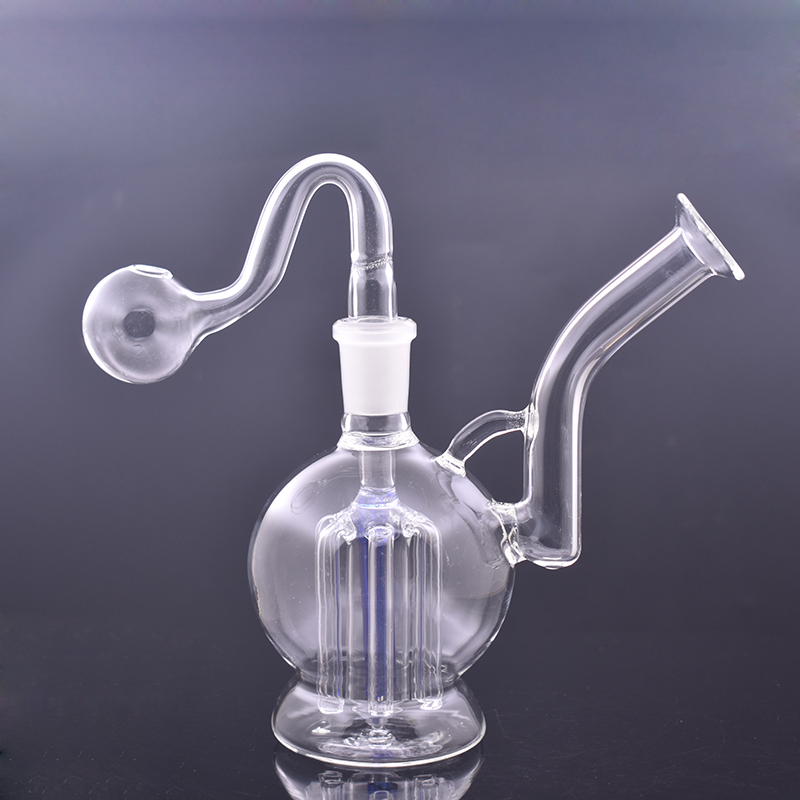 Unique Glass Oil Burner Bong Hookahs with Arm Tree Perc Beaker Bongs Thick dab Rigs Smoking Water Pipes with 14mm Male Glass Oil Burner Pipes and Oil Bowl 1pcs