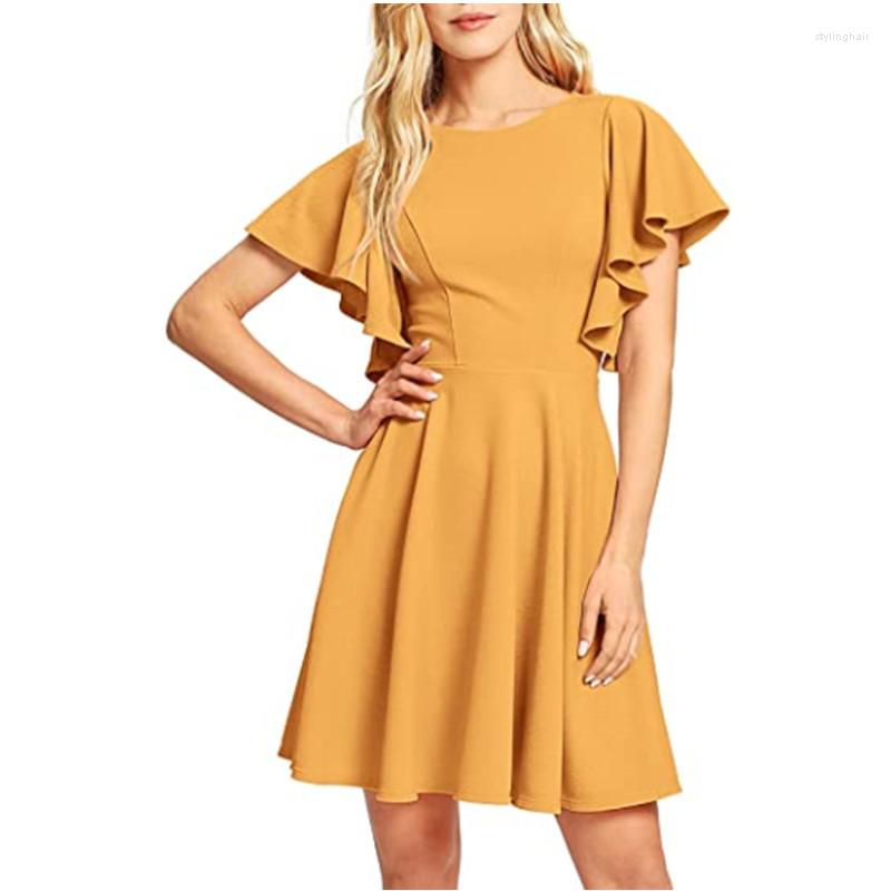 Party Dresses 2023 Spring Summer O-Neck Dress Short Sleeve Loose Mini Women' Solid Color Slim Women Ruffled Waist, Black
Party Dresses 2023 Spring Summer O-Neck Dress Short Sleeve Loose Mini Women' Solid Color Slim Women Ruffled Waist, Black