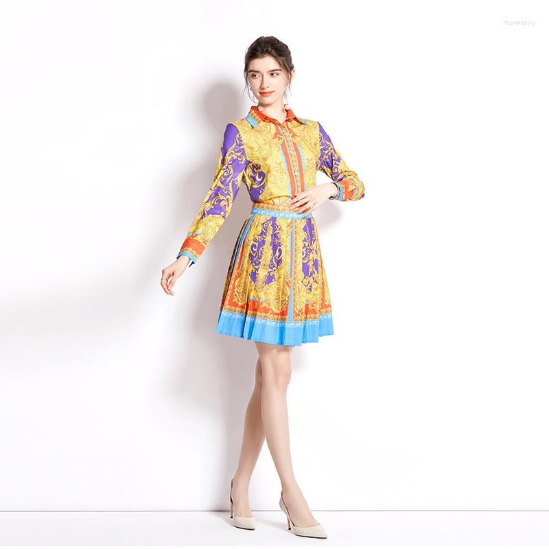 Work Dresses 2023 Women Clothing Spring Summer Lapel Print Shirt Pleated Skirt Suit Polyester Casual Two Piece Outfits Sets Office Lady, Yellow floral print
Work Dresses 2023 Women Clothing Spring Summer Lapel Print Shirt Pleated Skirt Suit Polyester Casual Two Piece Outfits Sets Office Lady, Yellow floral print