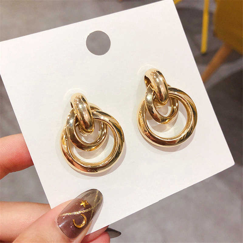 Charm Gold Plating Knot Hoop Earrings For Women Vintage Geometry Metal Earrings 2022 Trendy Fashion Female Jewelry G230225