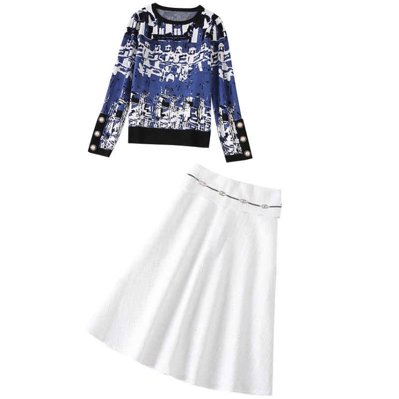 Women' Sweaters Castle Sweater Long-sleeved Top Round Neck Pullover Small Fragrance Big Swing Half Skirt Fashion Suit, Black 
Women' Sweaters Castle Sweater Long-sleeved Top Round Neck Pullover Small Fragrance Big Swing Half Skirt Fashion Suit, Black