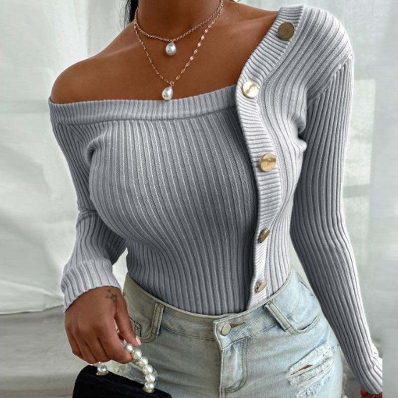 Women' T Shirts Autumn Sexy V-Neck Button Ribbed Knitted T-shirts Women Fashion Off Shoulder Long Sleeve Pullovers 2023 Casual Female, Black
Women' T Shirts Autumn Sexy V-Neck Button Ribbed Knitted T-shirts Women Fashion Off Shoulder Long Sleeve Pullovers 2023 Casual Female, Black