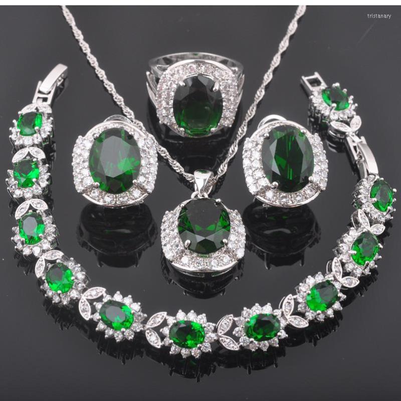 Necklace Earrings Set Vintage Green Zirconia Women Costume Silver Color Ring Bracelet Anniversary Present QS237, Picture shown
Necklace Earrings Set Vintage Green Zirconia Women Costume Silver Color Ring Bracelet Anniversary Present QS237, Picture shown