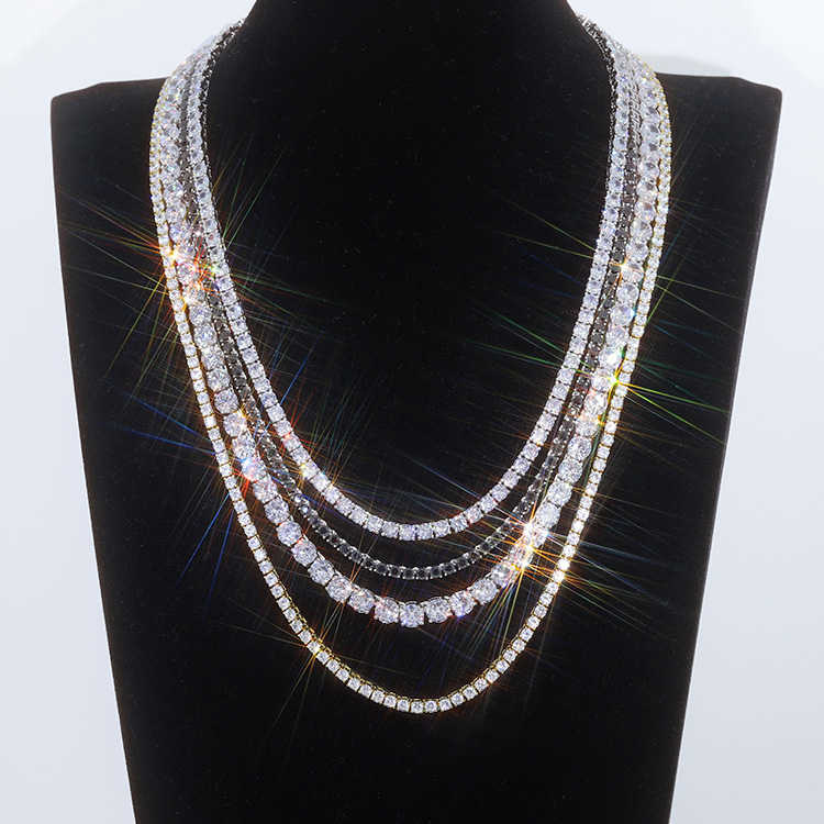 Pass 100% tested necklaces by senior designer 2mm-5mm tennis necklace Sier round cut diamond jewelry chain