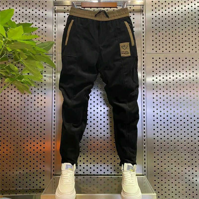 Men's Pants Spring and Autumn Corduroy Pants Men's Highend Striped Velvet Slim Fit Small Feet Harem Pants Casual Pants Streetwear Men Z0225
