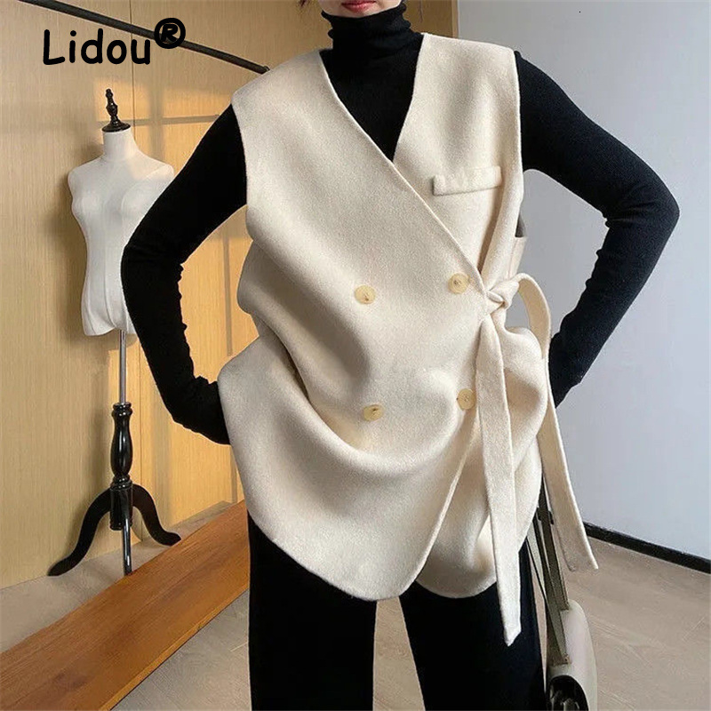 Women s Vests Spring Autumn Korean Fashion Loose Sleeveless Lace Up Double Breasted Chic Streetwear Woolen Office Lady Waistcoat 230225, Beige
Women s Vests Spring Autumn Korean Fashion Loose Sleeveless Lace Up Double Breasted Chic Streetwear Woolen Office Lady Waistcoat 230225, Beige