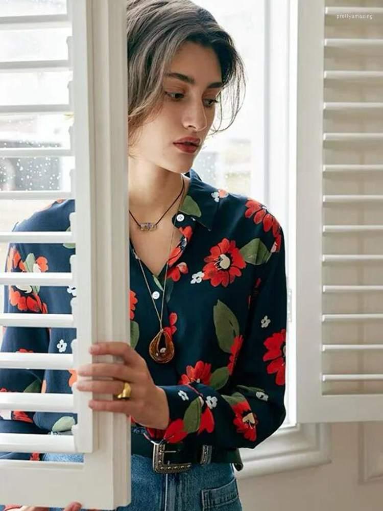 Women' Blouses Silk Blouse Spring 2023 Floral Print Long Sleeve Single Breasted Top Woman Shirts, Red
Women' Blouses Silk Blouse Spring 2023 Floral Print Long Sleeve Single Breasted Top Woman Shirts, Red