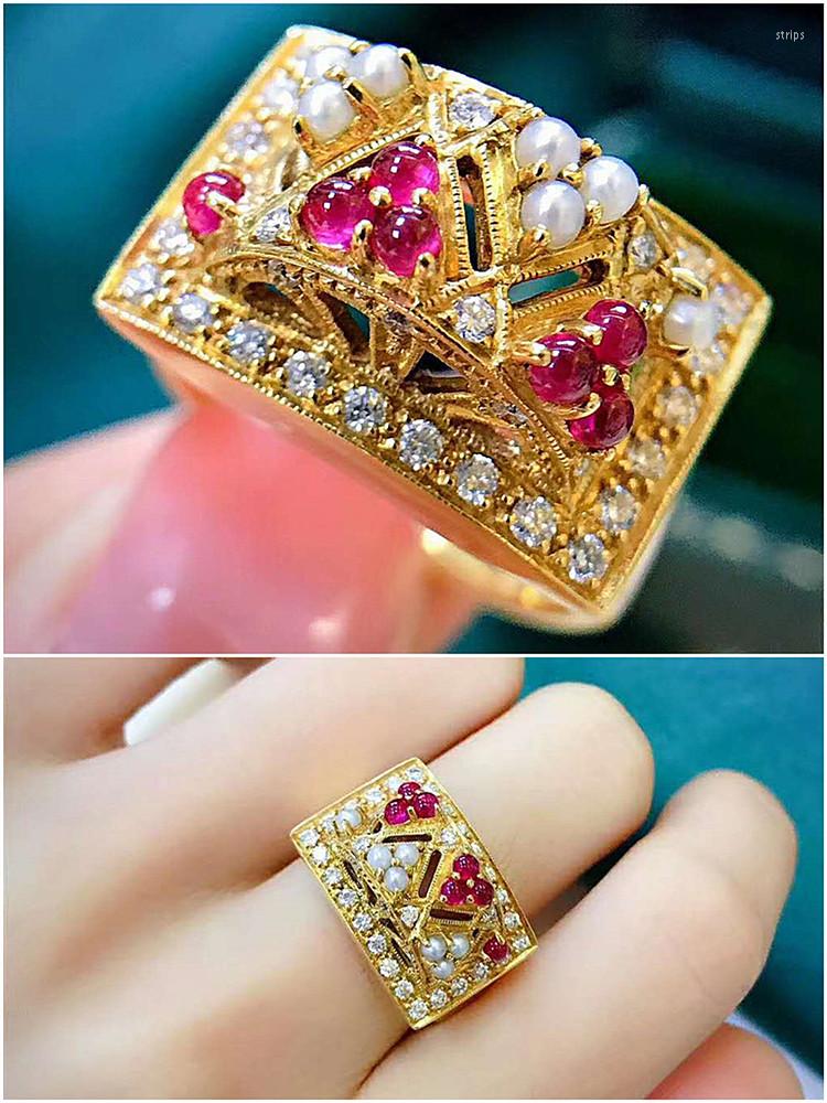 Cluster Rings Vintage Luxury Layered Pearl Red Crystal Zircon Diamonds Gemstones For Women Gold Color Jewelry Party Accessories Bijoux
Cluster Rings Vintage Luxury Layered Pearl Red Crystal Zircon Diamonds Gemstones For Women Gold Color Jewelry Party Accessories Bijoux