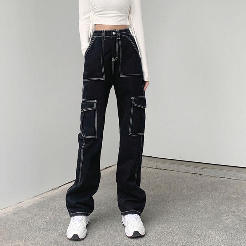 Women' Jeans 2023 Black High Waist Cargo Pants Women Fashion Big Pockets Patchwork Baggy Denim Harajuku Trousers Streetwear
Women' Jeans 2023 Black High Waist Cargo Pants Women Fashion Big Pockets Patchwork Baggy Denim Harajuku Trousers Streetwear
