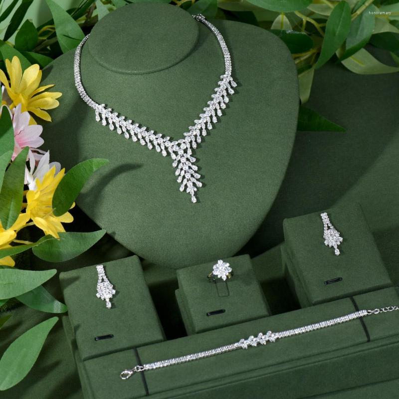 Necklace Earrings Set NAIKELISI 4Pcs Brilliant Cubic Zircon Ring And Bracelet Wedding Bridal Dress Accessories N-14, Picture shown
Necklace Earrings Set NAIKELISI 4Pcs Brilliant Cubic Zircon Ring And Bracelet Wedding Bridal Dress Accessories N-14, Picture shown