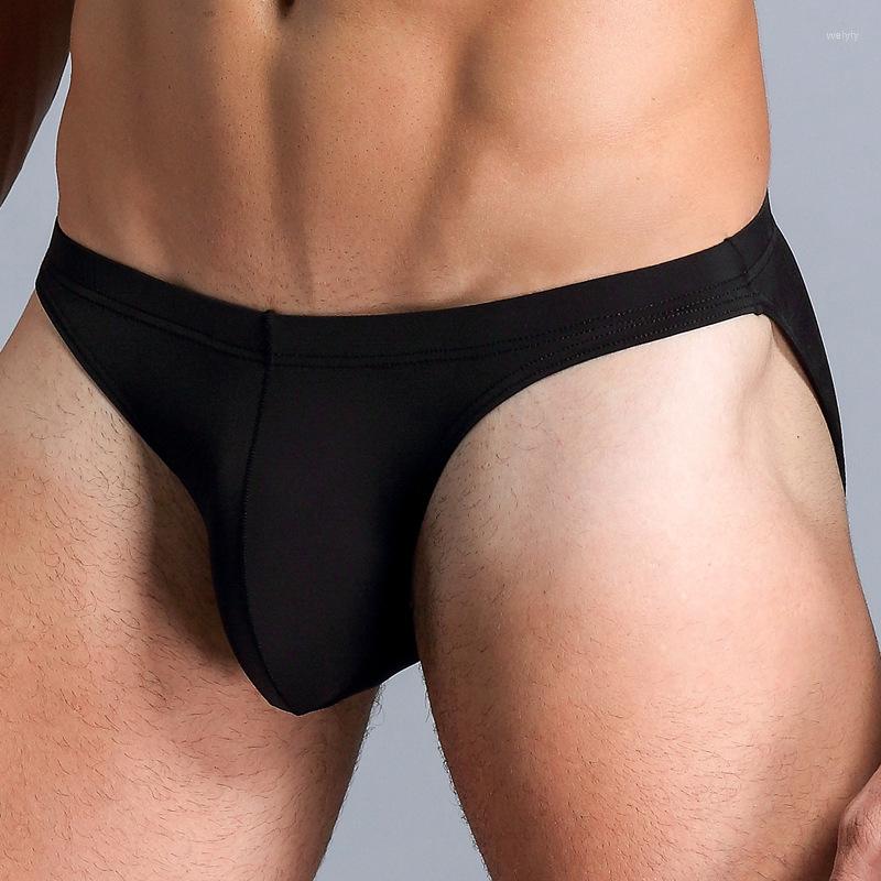 

Underpants Men Brief Boxers Sexy Traceless Briefs Shorts Bulge Pouch Underwear Panties U Convex Ice Silk Slip Homme Gay, Black