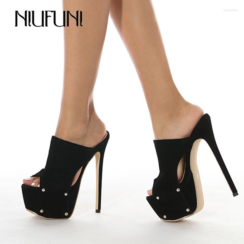 Slippers NIUFUNI 2023 Early Spring Simple Frosted Fabric Rivet Stiletto High Heels For Ladies Comfortable 16CM Hheels Size 35-42, Black 
Slippers NIUFUNI 2023 Early Spring Simple Frosted Fabric Rivet Stiletto High Heels For Ladies Comfortable 16CM Hheels Size 35-42, Black