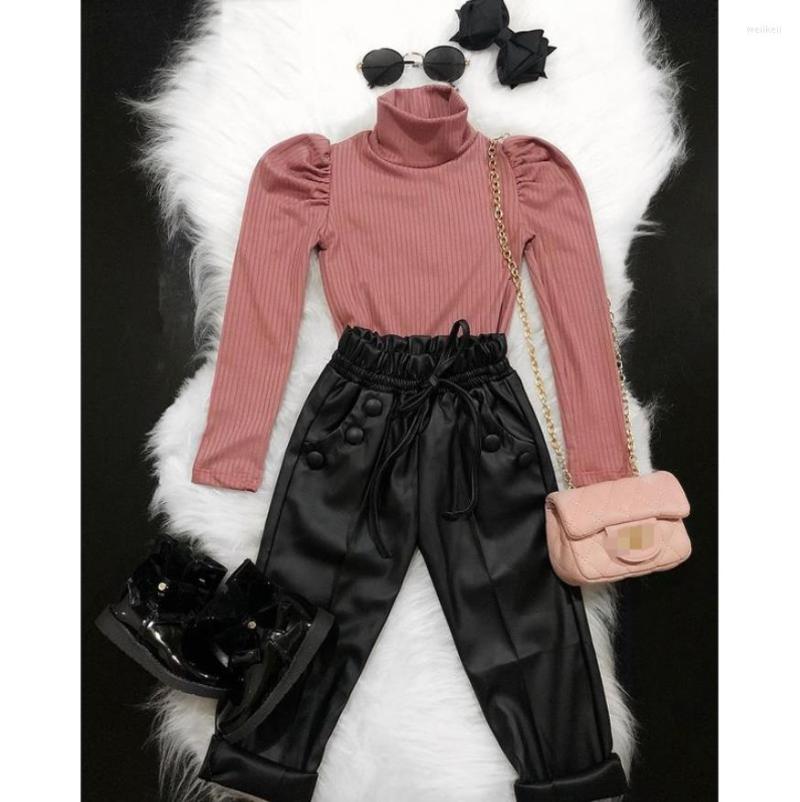 Clothing Sets 2-7Y Kids Girls Clothes Ribbed Long Sleeve High Collar Pullover Leather Pants With Pockets 2pcs Casual Spring Autumn Outfits, Picture shown
Clothing Sets 2-7Y Kids Girls Clothes Ribbed Long Sleeve High Collar Pullover Leather Pants With Pockets 2pcs Casual Spring Autumn Outfits, Picture shown