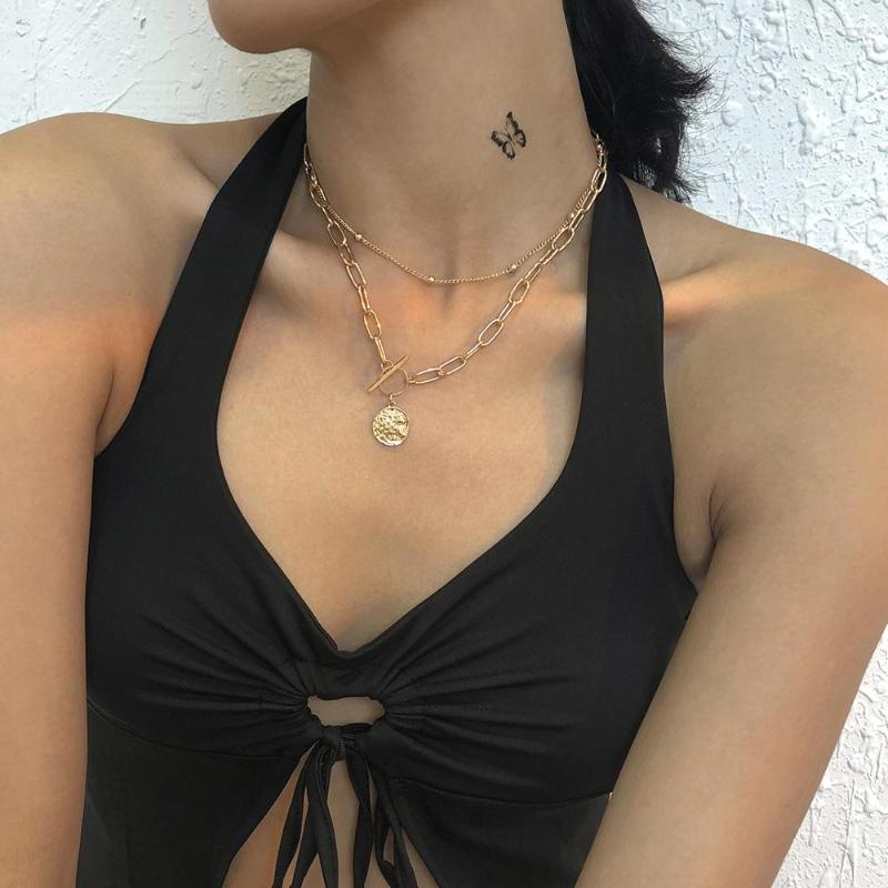 Pendant Necklaces Lalynnly Fashion Choker Gold Color Female Retro Clavicle Alloy Chain Round Necklace For Women Jewelry N8637
Pendant Necklaces Lalynnly Fashion Choker Gold Color Female Retro Clavicle Alloy Chain Round Necklace For Women Jewelry N8637