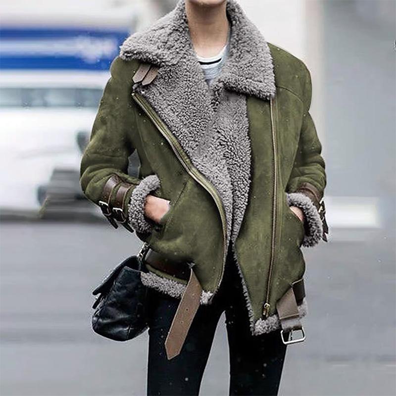 Women's Fur & Faux Autumn Deerskin Plus Velvet Jacket Woman Fashion Lapel Short Coat Winter Warm Locomotive Wind Top Ladies, Black
Women's Fur & Faux Autumn Deerskin Plus Velvet Jacket Woman Fashion Lapel Short Coat Winter Warm Locomotive Wind Top Ladies, Black